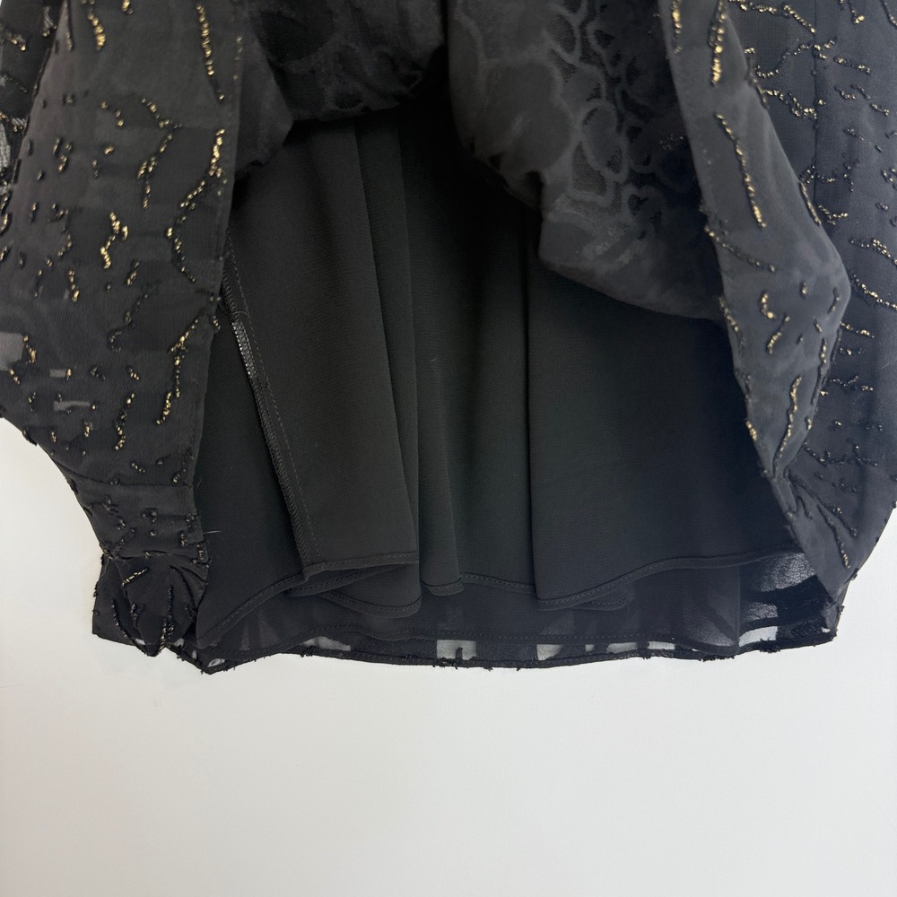 Ramy Brook Paula Halter Top Women Small Black Gold Bead Sequin Sheer Blouse - Picture 7 of 12